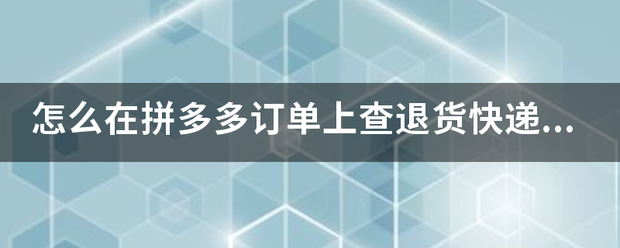 怎么在拼多多订单上查退货快递单号?_快递鸟