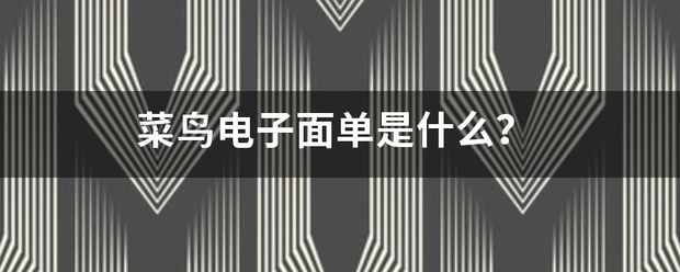 菜鸟电子面单是什么?_快递鸟
